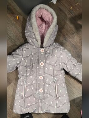 Girls Polka Dot Osh Kosh Hooded Puffer Jacket 2T
